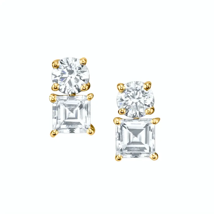 anitako LARGE ROUND AND ASSCHER CUT TWO DOT DIAMOND EARRINGS Earrings