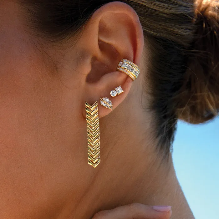 anitako LARGE ROUND AND ASSCHER CUT TWO DOT DIAMOND EARRINGS Earrings anitako LARGE ROUND AND ASSCHER CUT TWO DOT DIAMOND EARRINGS Earrings