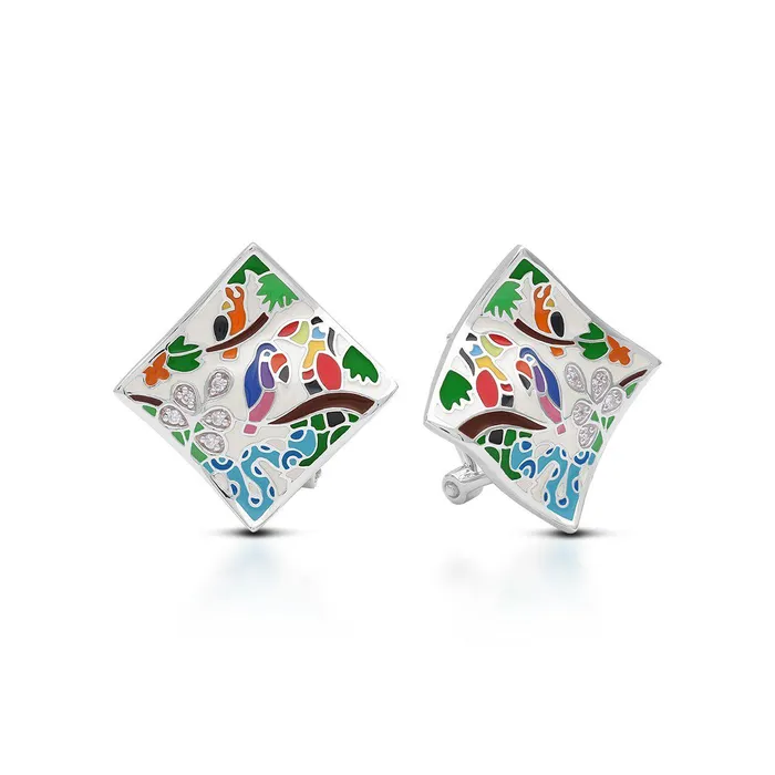 Belle Etoile Earrings Belle Etoile Tropical Rainforest Earrings Ivory Multi
