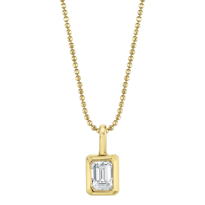 BEZELED EMERALD CUT DIAMOND PENDANT anitako Necklaces