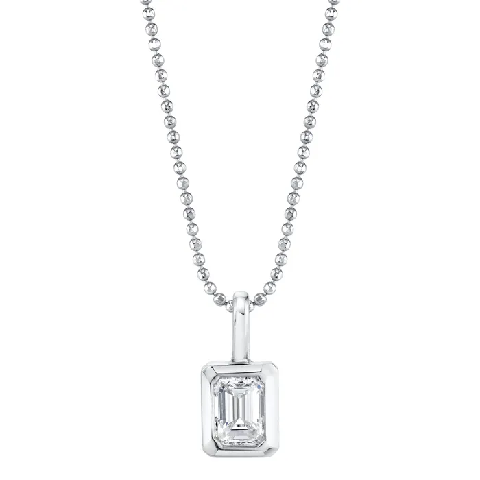 BEZELED EMERALD CUT DIAMOND PENDANT anitako Necklaces