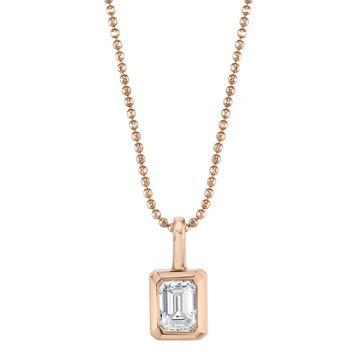 BEZELED EMERALD CUT DIAMOND PENDANT anitako Necklaces