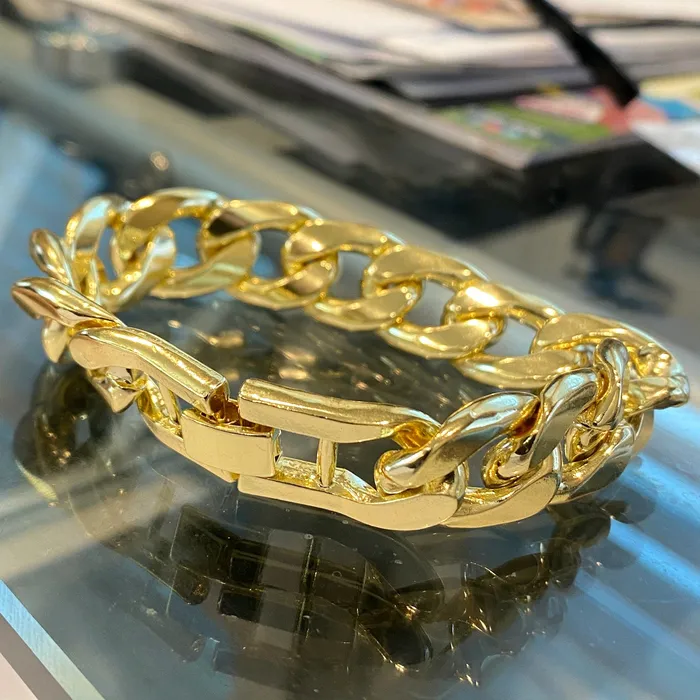 Bling Cartel 14K Gold Plated Cuban Link Chain Hip Hop Bracelet 15MM Thick 89 Inch Bracelets Bling Cartel 14K Gold Plated Cuban Link Chain Hip Hop Bracelet 15MM Thick 89 Inch Bracelets