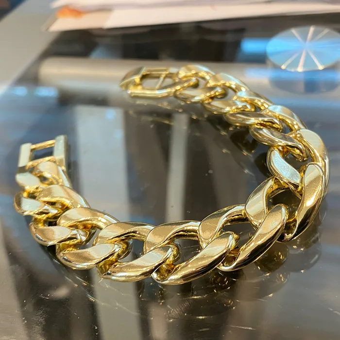 Bling Cartel 14K Gold Plated Cuban Link Chain Hip Hop Bracelet 15MM Thick 89 Inch Bracelets Bling Cartel 14K Gold Plated Cuban Link Chain Hip Hop Bracelet 15MM Thick 89 Inch Bracelets