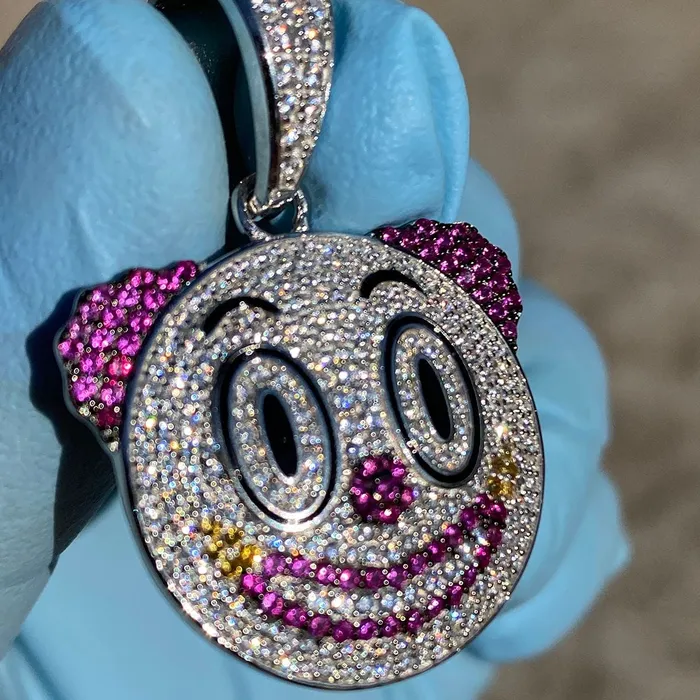 Bling Cartel Admin 925 Sterling Silver Clown Emoji Pendant CZ Iced Flooded Out Necklaces Bling Cartel Admin 925 Sterling Silver Clown Emoji Pendant CZ Iced Flooded Out Necklaces