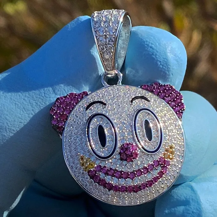 Bling Cartel Admin 925 Sterling Silver Clown Emoji Pendant CZ Iced Flooded Out Necklaces Bling Cartel Admin 925 Sterling Silver Clown Emoji Pendant CZ Iced Flooded Out Necklaces