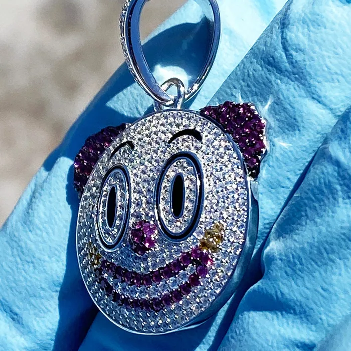 Bling Cartel Admin 925 Sterling Silver Clown Emoji Pendant CZ Iced Flooded Out Necklaces Bling Cartel Admin 925 Sterling Silver Clown Emoji Pendant CZ Iced Flooded Out Necklaces