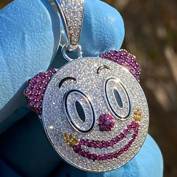Bling Cartel Admin 925 Sterling Silver Clown Emoji Pendant CZ Iced Flooded Out Necklaces Bling Cartel Admin 925 Sterling Silver Clown Emoji Pendant CZ Iced Flooded Out Necklaces