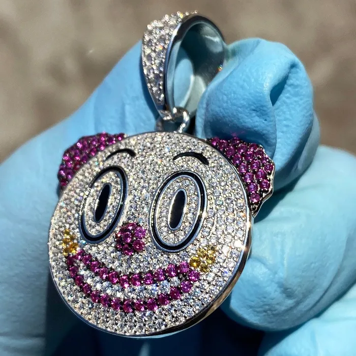 Bling Cartel Admin 925 Sterling Silver Clown Emoji Pendant CZ Iced Flooded Out Necklaces Bling Cartel Admin 925 Sterling Silver Clown Emoji Pendant CZ Iced Flooded Out Necklaces