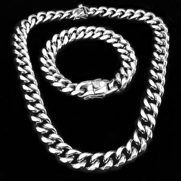 Bling Cartel Admin Bracelets 316L Stainless Steel Silver 14MM x 18 Cuban Chain Bracelet