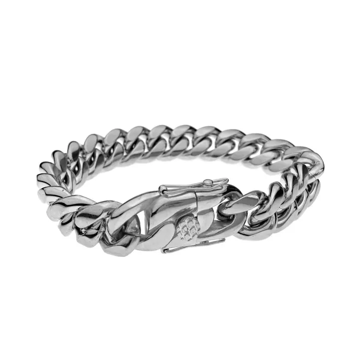 Bling Cartel Admin Bracelets 316L Stainless Steel Silver 14MM x 18 Cuban Chain Bracelet