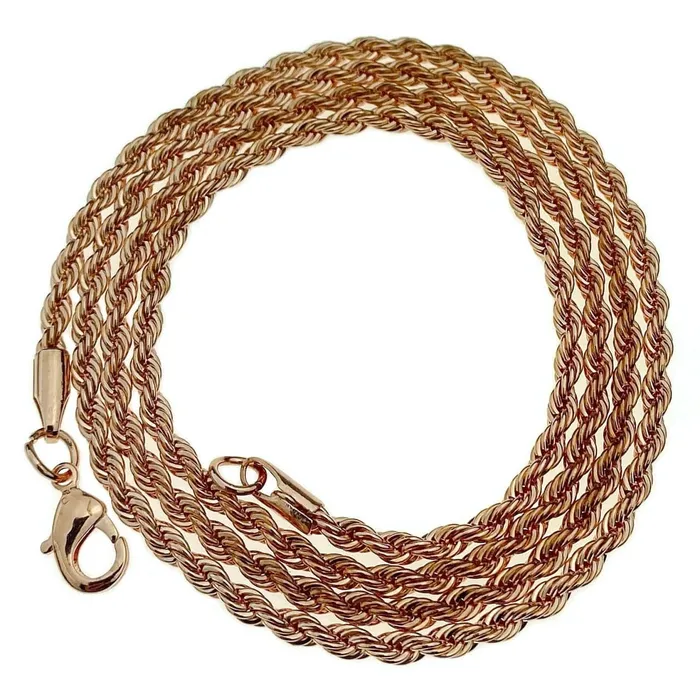 Bling Cartel Admin Necklaces 14K Rose Gold Plated Rope Chain Necklace 24 x 3MM Bling Cartel Admin Necklaces 14K Rose Gold Plated Rope Chain Necklace 24 x 3MM
