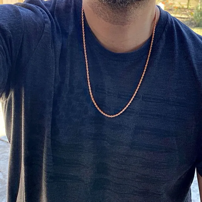 Bling Cartel Admin Necklaces 14K Rose Gold Plated Rope Chain Necklace 24 x 3MM Bling Cartel Admin Necklaces 14K Rose Gold Plated Rope Chain Necklace 24 x 3MM