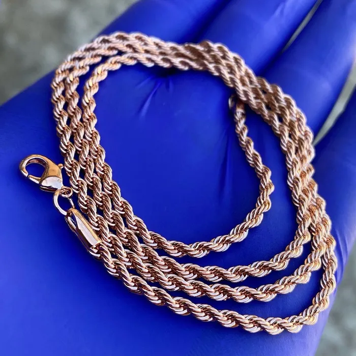 Bling Cartel Admin Necklaces 14K Rose Gold Plated Rope Chain Necklace 24 x 3MM Bling Cartel Admin Necklaces 14K Rose Gold Plated Rope Chain Necklace 24 x 3MM