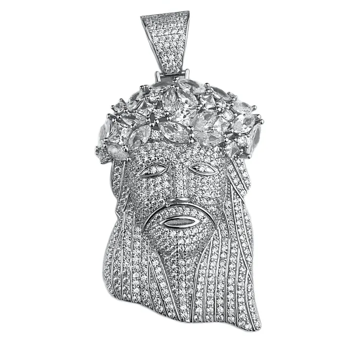 Bling Cartel Admin Necklaces 925 Sterling Silver Iced Flooded Out Baguette Crown Jesus Pendant LARGE Bling Cartel Admin Necklaces 925 Sterling Silver Iced Flooded Out Baguette Crown Jesus Pendant LARGE