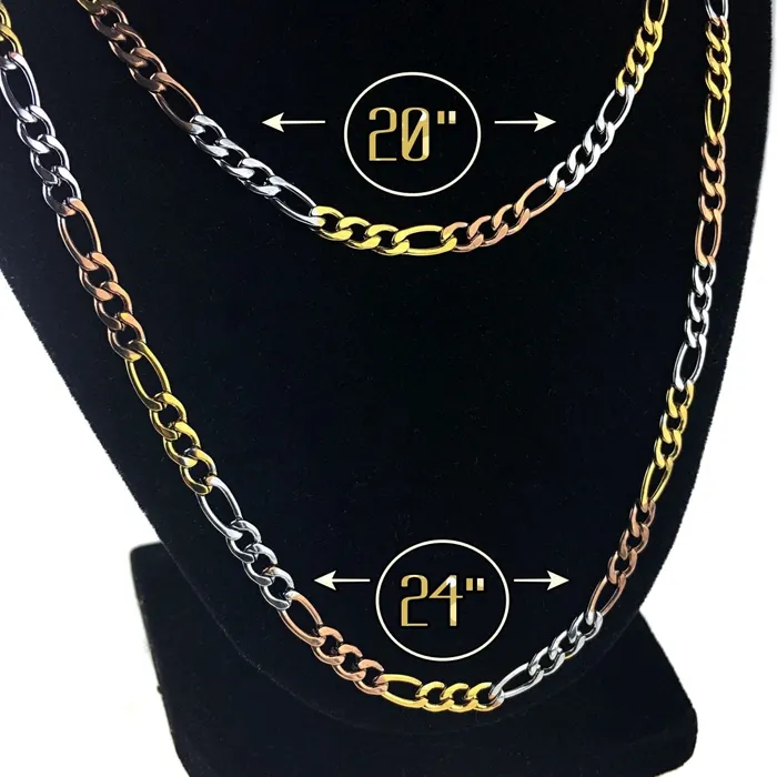 Bling Cartel Admin Necklaces Figaro Tri Tone Stainless Steel Chain Necklace 2024 Bling Cartel Admin Necklaces Figaro Tri Tone Stainless Steel Chain Necklace 2024