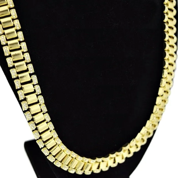 Bling Cartel Admin Necklaces Watch Band Links Gold Finish Choker Chain Necklace 18 Bling Cartel Admin Necklaces Watch Band Links Gold Finish Choker Chain Necklace 18