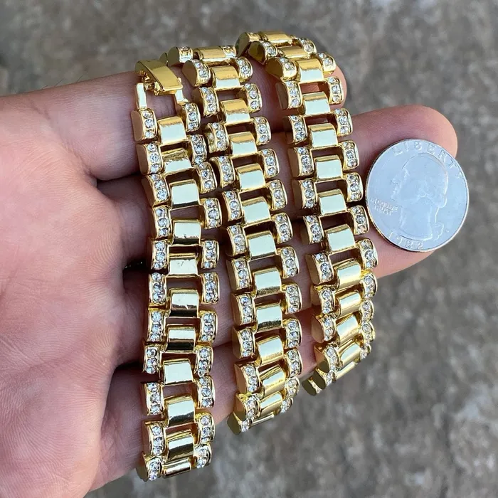 Bling Cartel Admin Necklaces Watch Band Links Gold Finish Choker Chain Necklace 18 Bling Cartel Admin Necklaces Watch Band Links Gold Finish Choker Chain Necklace 18
