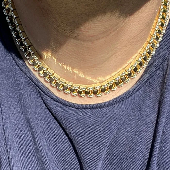 Bling Cartel Admin Necklaces Watch Band Links Gold Finish Choker Chain Necklace 18 Bling Cartel Admin Necklaces Watch Band Links Gold Finish Choker Chain Necklace 18