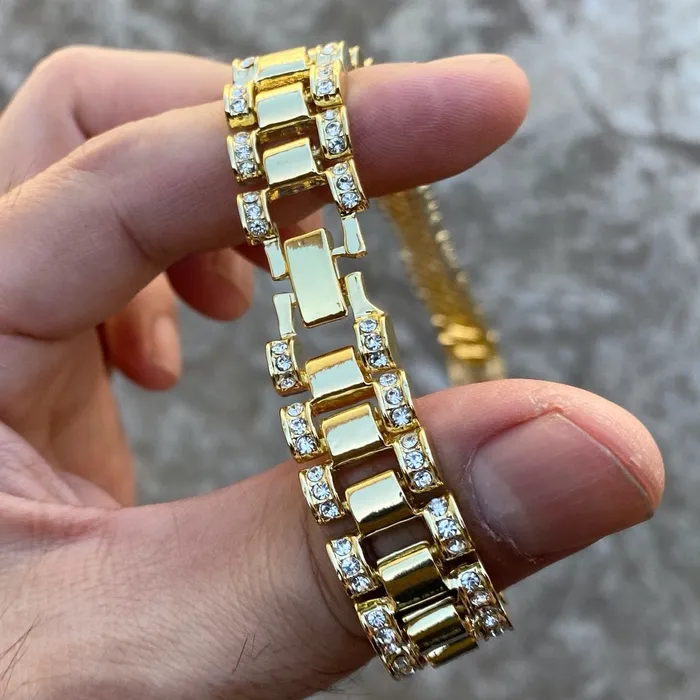 Bling Cartel Admin Necklaces Watch Band Links Gold Finish Choker Chain Necklace 18 Bling Cartel Admin Necklaces Watch Band Links Gold Finish Choker Chain Necklace 18