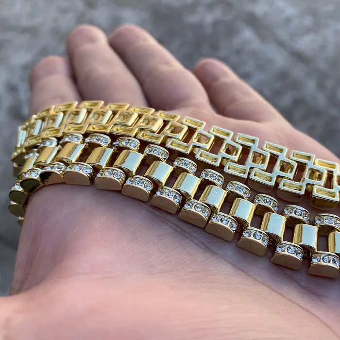 Bling Cartel Admin Necklaces Watch Band Links Gold Finish Choker Chain Necklace 18 Bling Cartel Admin Necklaces Watch Band Links Gold Finish Choker Chain Necklace 18