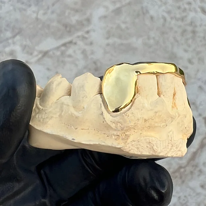 Bling Cartel Admin Rings Gold Plated over 925 Sterling Silver Canine Slim Front Bar Custom Grillz