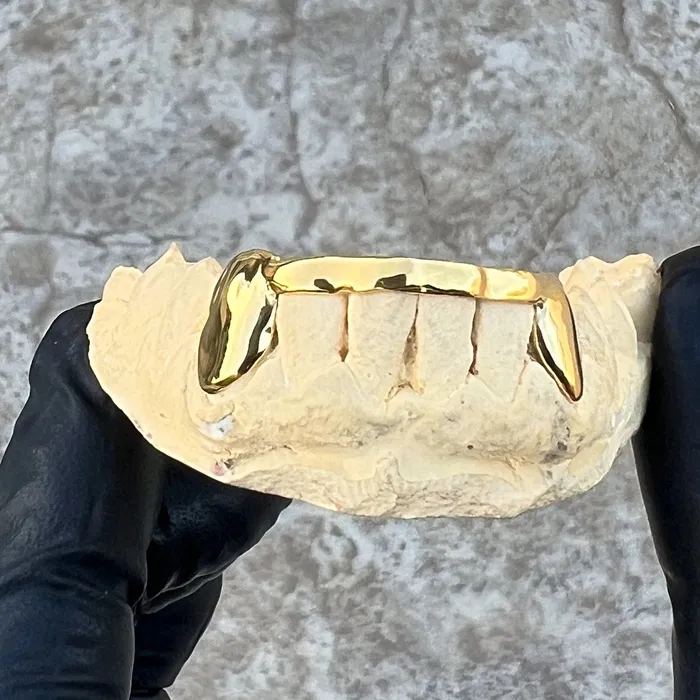 Bling Cartel Admin Rings Gold Plated over 925 Sterling Silver Canine Slim Front Bar Custom Grillz