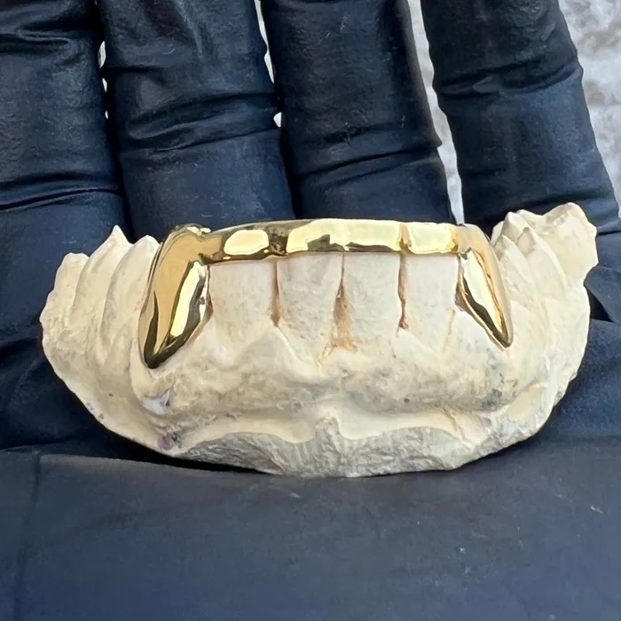 Bling Cartel Admin Rings Gold Plated over 925 Sterling Silver Canine Slim Front Bar Custom Grillz