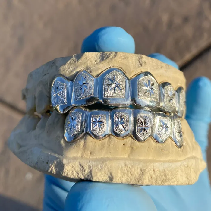Bling Cartel Admin Rings Real 925 Sterling Silver Custom Grillz Diamond Dust Starburst Cuts Teeth Grill