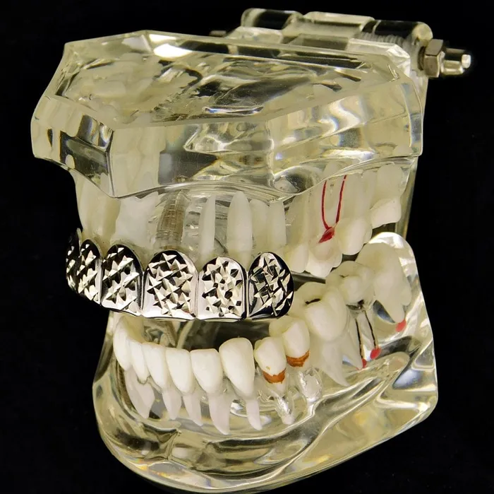 Bling Cartel Admin Rings Silver Tone DiamondCut Top Teeth Grillz