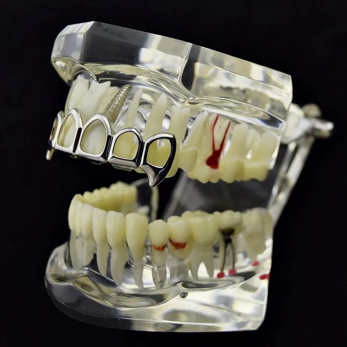 Bling Cartel Admin Silver Tone 6 Open Face Top Vampire Fangs Grillz Rings