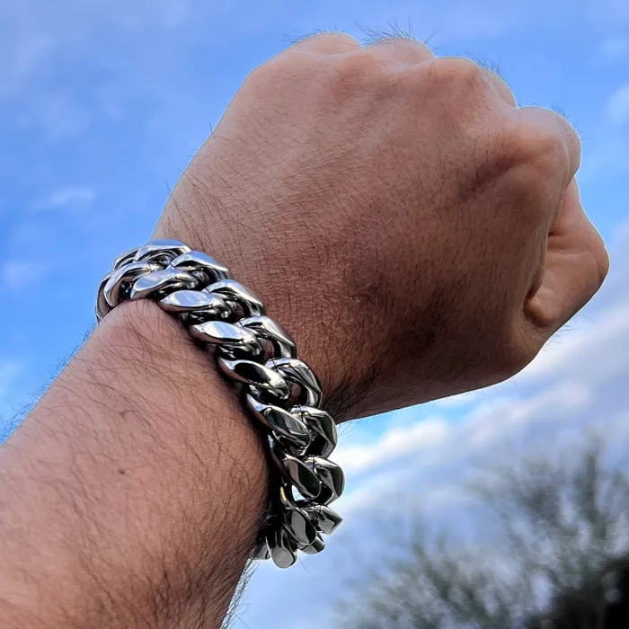 Bling Cartel Bracelets Mens 316L Stainless Steel Miami Cuban Link Bracelet 20MM Thick 85 Bling Cartel Bracelets Mens 316L Stainless Steel Miami Cuban Link Bracelet 20MM Thick 85