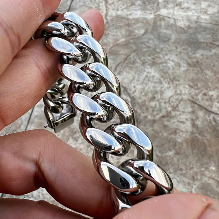Bling Cartel Bracelets Mens 316L Stainless Steel Miami Cuban Link Bracelet 20MM Thick 85 Bling Cartel Bracelets Mens 316L Stainless Steel Miami Cuban Link Bracelet 20MM Thick 85