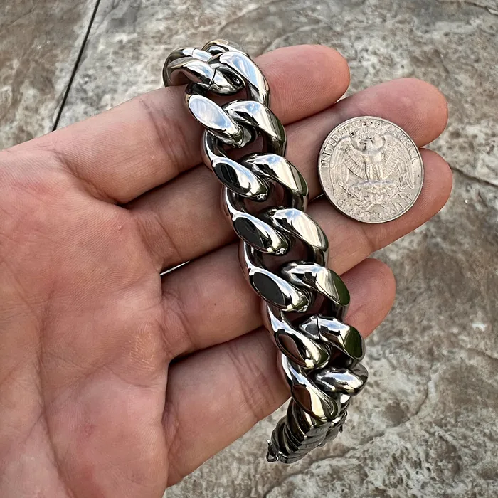 Bling Cartel Bracelets Mens 316L Stainless Steel Miami Cuban Link Bracelet 20MM Thick 85 Bling Cartel Bracelets Mens 316L Stainless Steel Miami Cuban Link Bracelet 20MM Thick 85