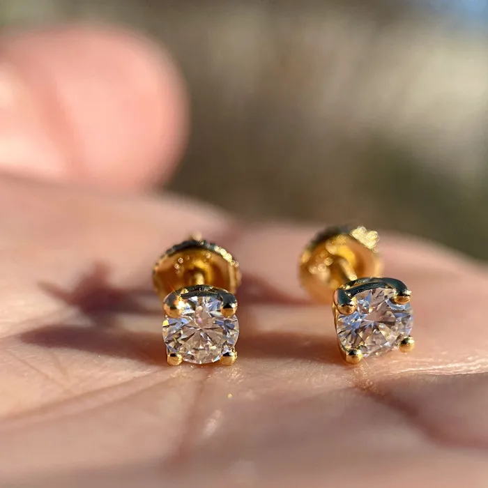 Bling Cartel Earrings 1CT TW Moissanite Stud Earrings 14K Gold Plated over 925 Sterling Silver Pass Diamond Tester 5MM Bling Cartel Earrings 1CT TW Moissanite Stud Earrings 14K Gold Plated over 925 Sterling Silver Pass Diamond Tester 5MM