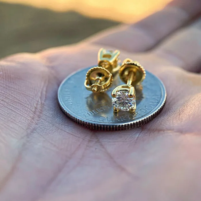 Bling Cartel Earrings 1CT TW Moissanite Stud Earrings 14K Gold Plated over 925 Sterling Silver Pass Diamond Tester 5MM