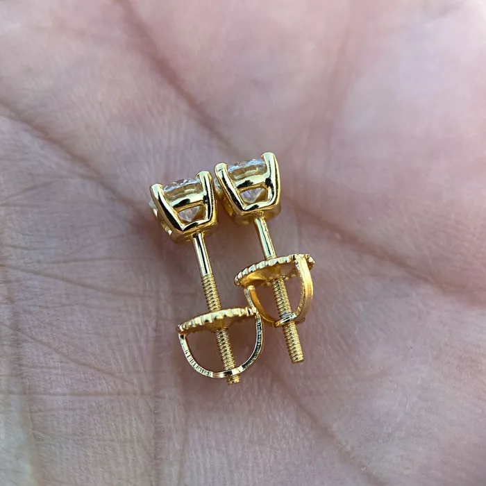 Bling Cartel Earrings 1CT TW Moissanite Stud Earrings 14K Gold Plated over 925 Sterling Silver Pass Diamond Tester 5MM