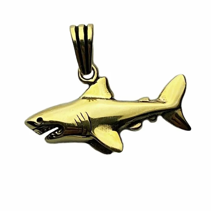 Bling Cartel Necklaces Shark Pendant 14K Gold Plated Over Solid 925 Sterling Silver Bling Cartel Necklaces Shark Pendant 14K Gold Plated Over Solid 925 Sterling Silver