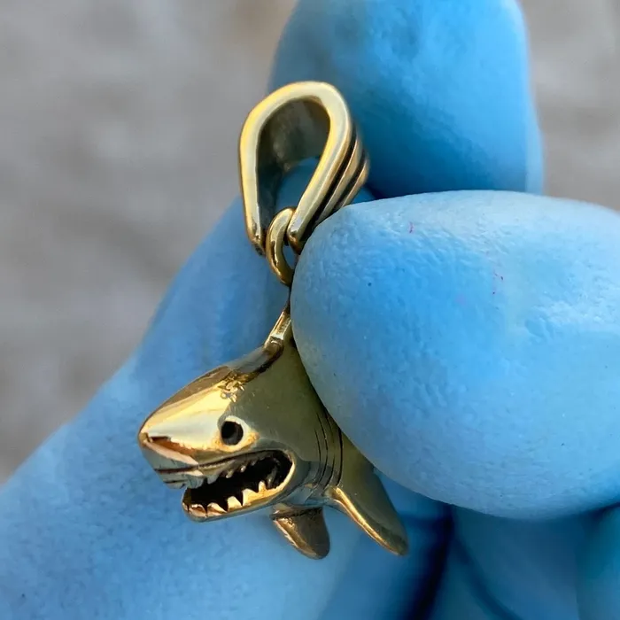 Bling Cartel Necklaces Shark Pendant 14K Gold Plated Over Solid 925 Sterling Silver Bling Cartel Necklaces Shark Pendant 14K Gold Plated Over Solid 925 Sterling Silver