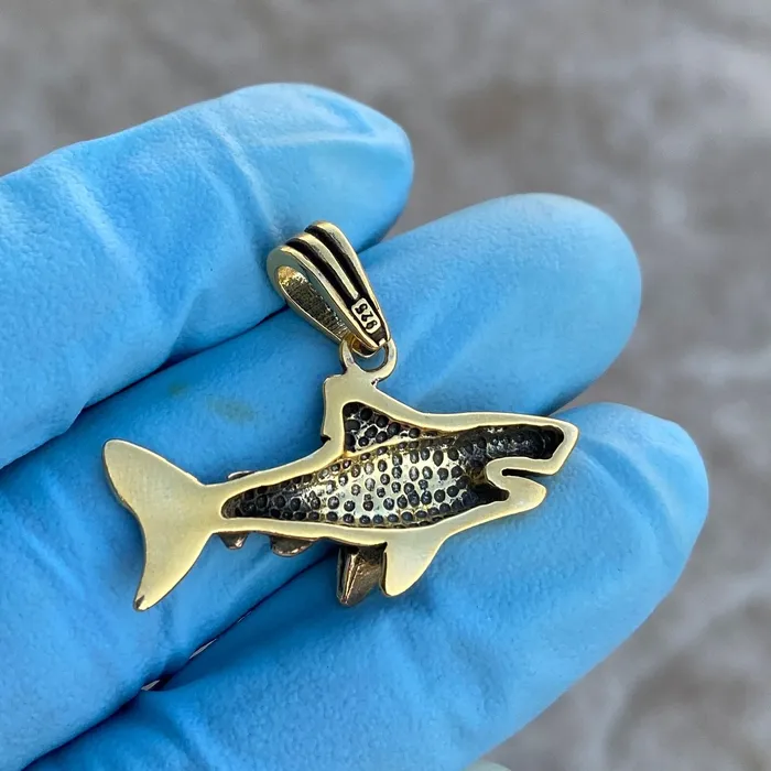 Bling Cartel Necklaces Shark Pendant 14K Gold Plated Over Solid 925 Sterling Silver Bling Cartel Necklaces Shark Pendant 14K Gold Plated Over Solid 925 Sterling Silver