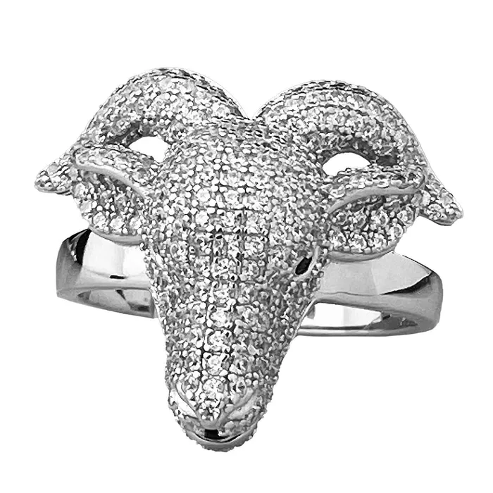 Bling Cartel Rings Real Solid 925 Sterling Silver Goat Head Ring Iced CZ Flooded Out Bling Cartel Rings Real Solid 925 Sterling Silver Goat Head Ring Iced CZ Flooded Out