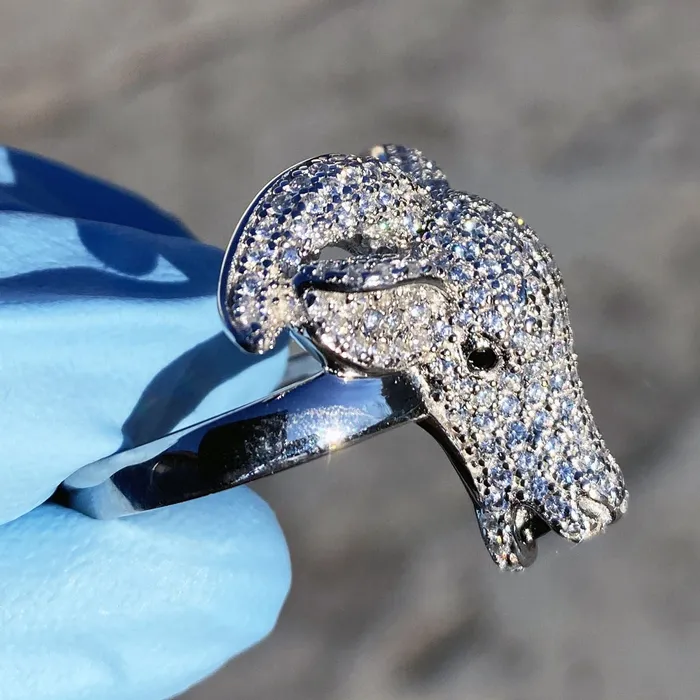 Bling Cartel Rings Real Solid 925 Sterling Silver Goat Head Ring Iced CZ Flooded Out Bling Cartel Rings Real Solid 925 Sterling Silver Goat Head Ring Iced CZ Flooded Out
