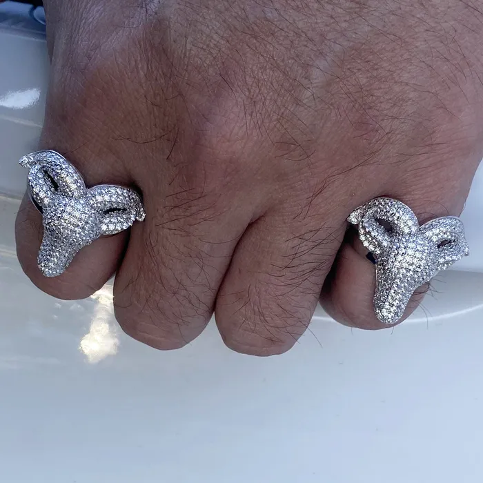 Bling Cartel Rings Real Solid 925 Sterling Silver Goat Head Ring Iced CZ Flooded Out Bling Cartel Rings Real Solid 925 Sterling Silver Goat Head Ring Iced CZ Flooded Out