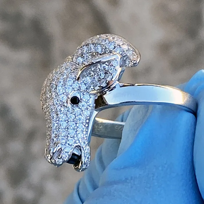 Bling Cartel Rings Real Solid 925 Sterling Silver Goat Head Ring Iced CZ Flooded Out Bling Cartel Rings Real Solid 925 Sterling Silver Goat Head Ring Iced CZ Flooded Out