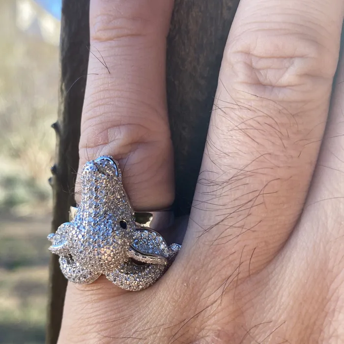 Bling Cartel Rings Real Solid 925 Sterling Silver Goat Head Ring Iced CZ Flooded Out Bling Cartel Rings Real Solid 925 Sterling Silver Goat Head Ring Iced CZ Flooded Out