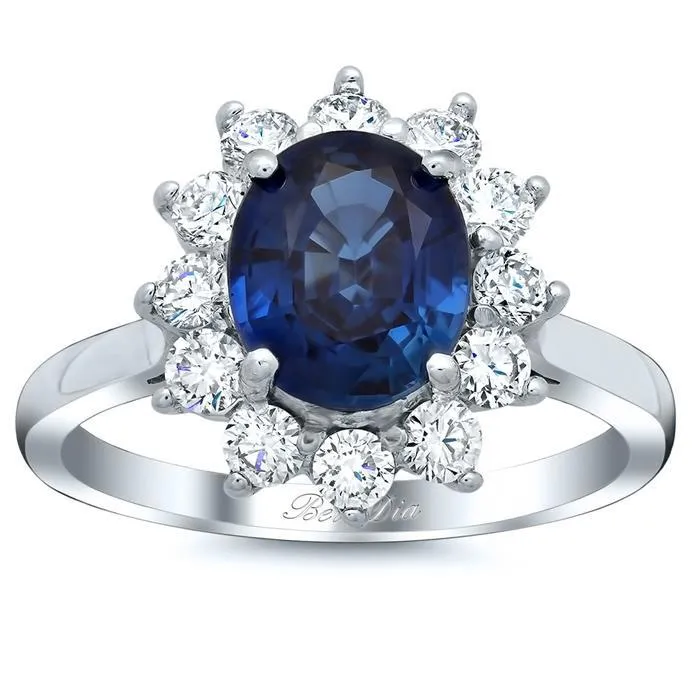 Blue Sapphire Halo Engagement Ring deBebians Rings