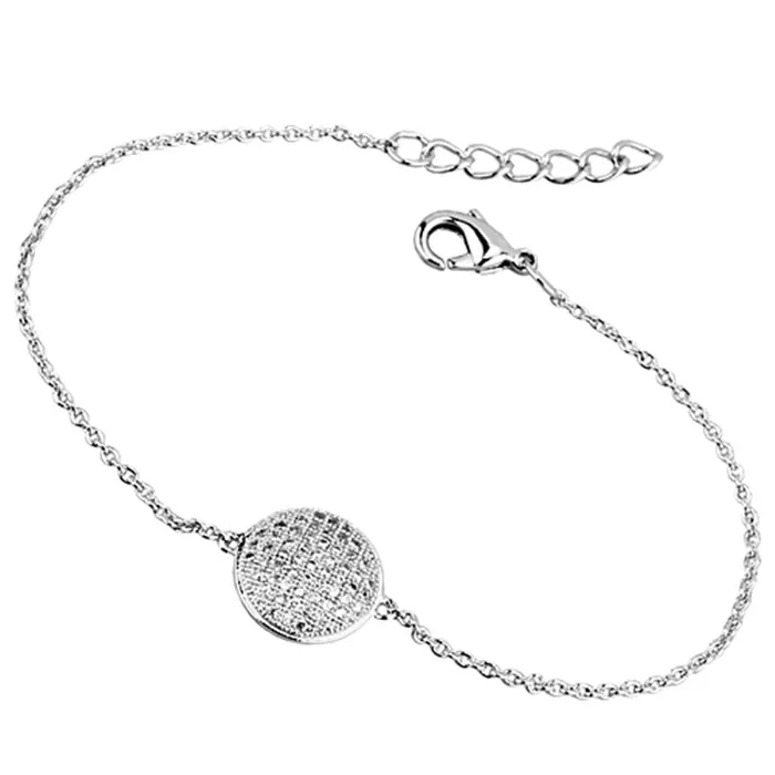 Bracelets Alamode 3W398 Rhodium Brass Bracelet with AAA Grade CZ in Clear