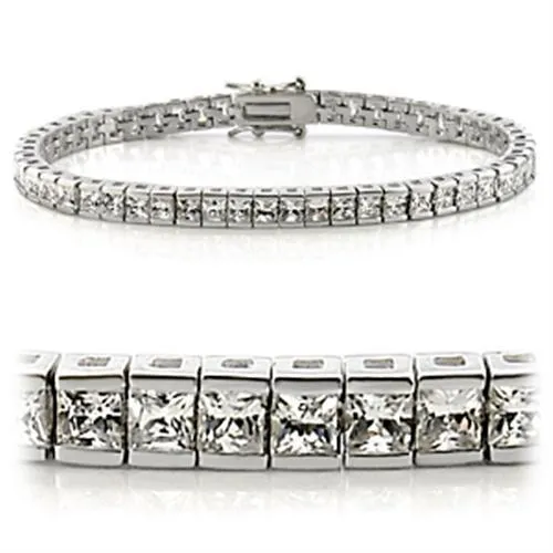 Bracelets Alamode 47102 Rhodium Brass Bracelet with AAA Grade CZ in Clear