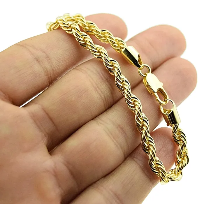 Bracelets Bling Cartel Admin 14k Gold Plated Rope Chain Bracelet 9 x 5MM