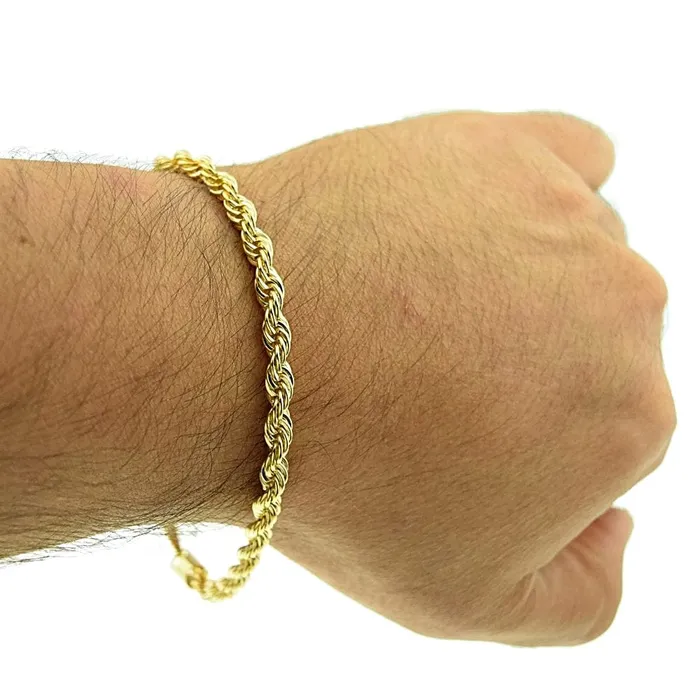 Bracelets Bling Cartel Admin 14k Gold Plated Rope Chain Bracelet 9 x 5MM